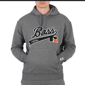 BOSS | HUGO BOSS |Russel Athletic|Heather Gray|Embroidered Logo|Hoodie|Size XXXL